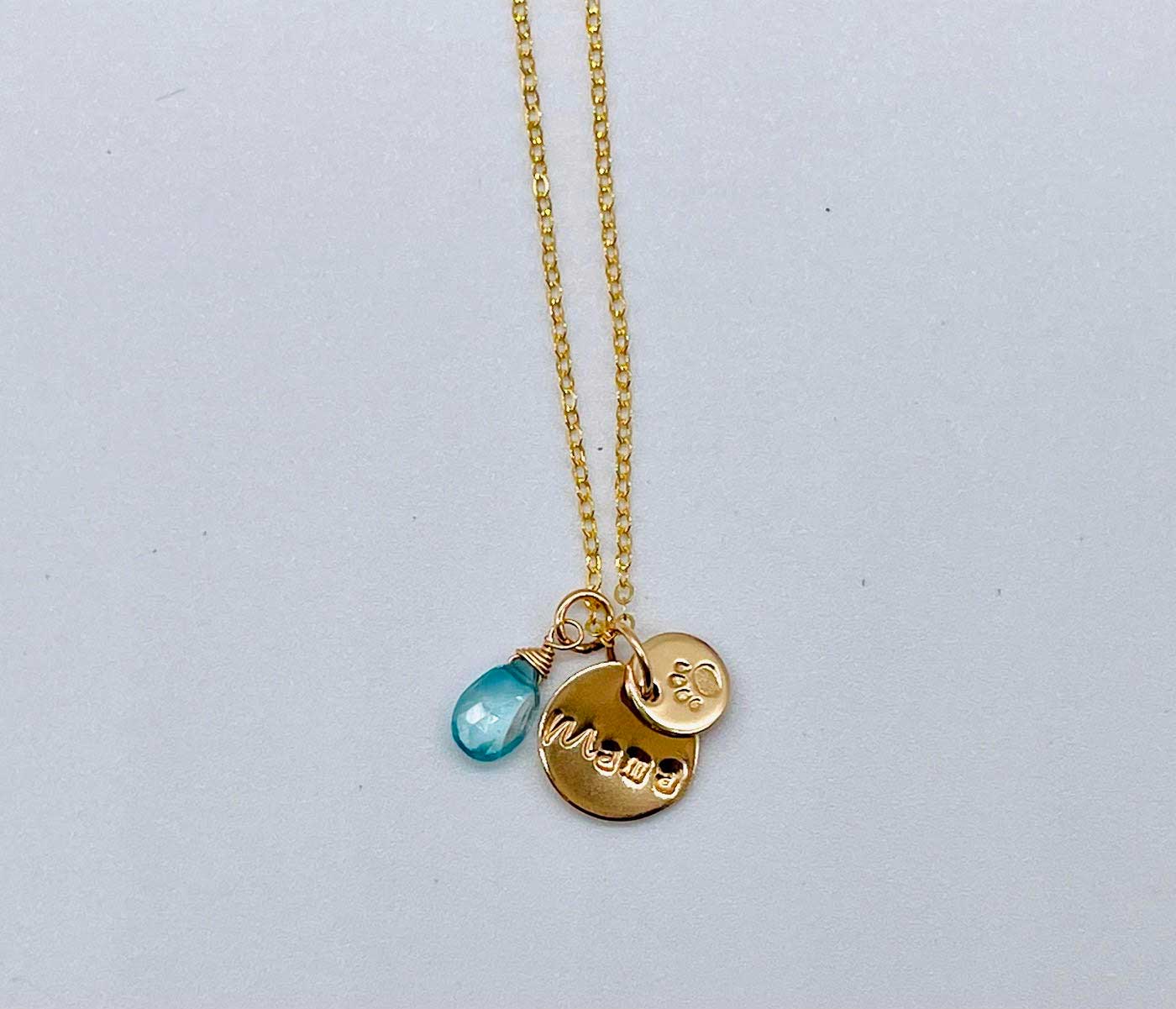 Mama Dog Paw Aqua Necklace
